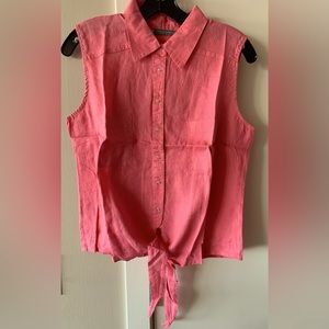 NWOT The Shirt Company 100% Linen Tie Front Top